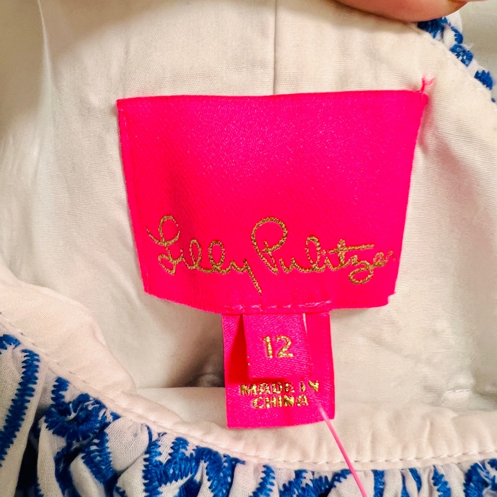 NWT Lilly Pulitzer Sundea One Shoulder Eyelet Shift Dress Blue Tang Size 12 - Picture 6 of 12